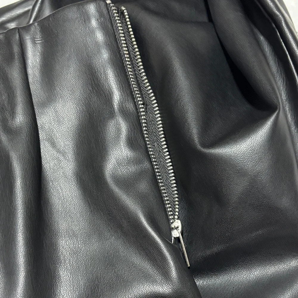 Zara Black Leather Look Trousers